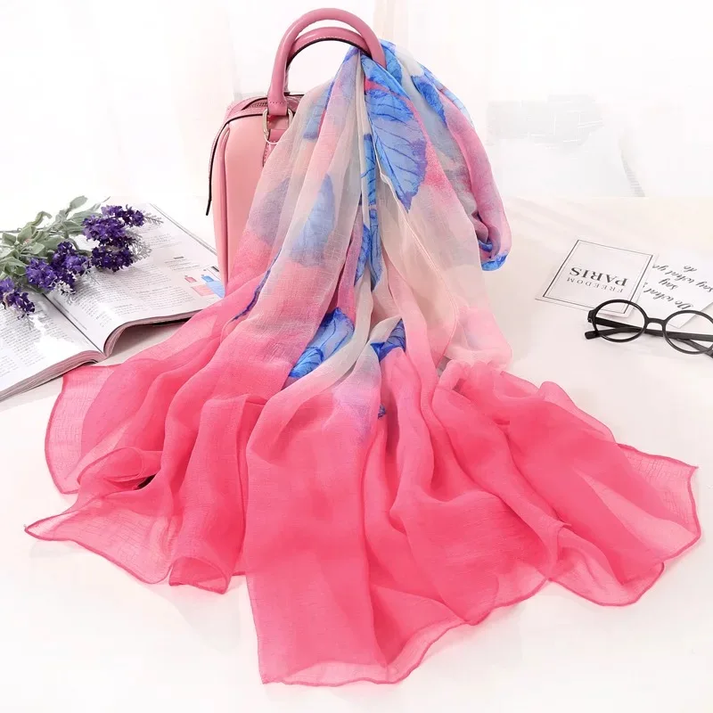 

C1069 Spring silk scarf shawl sexy Unique Style Fashion Lady Floral Printed Female Scarf scarves for women Beach Shawl