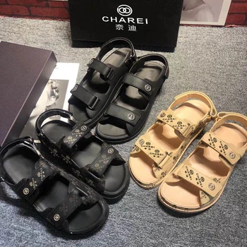 

100Chare French original logo new slippers men's sandals printing, rubber bottom non slip inner leather luxury counter packing b