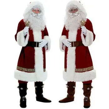 

Faroot Adults Hats Christmas Santa Claus Costume Cosplay Santa Claus Clothes Fancy Dress 5pcs/lot Costume Suit Christmas Outwear