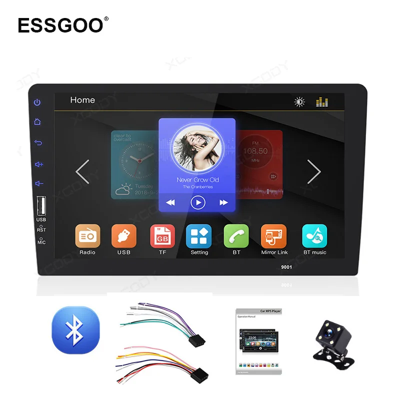 Essgoo 9 ''1 Din Центральная мультимидия Автомагнитола Bluetooth Вызов автомобильный аудио стерео Универсальный Авторадио Мультимедиа плеер Зеркало Ссылка