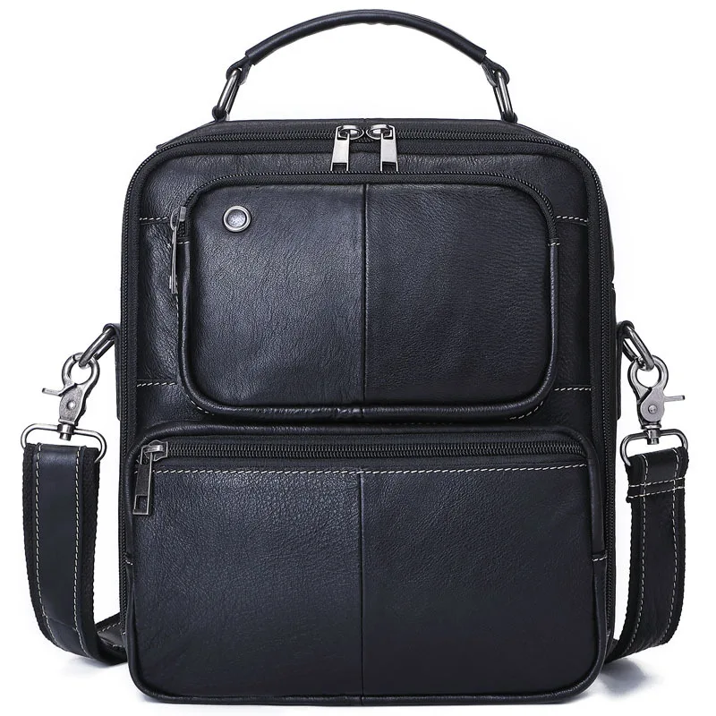

Famous new leather men's one-shoulder bag retro head leather casual stiletto bag multi-functional single handbag pure color
