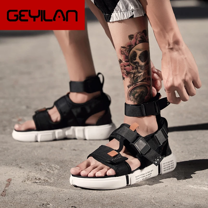 

Fashion Summer Men Shoes Gladiator Sandals Open Toe Platform Beach Sandals Boots Rome Style Black Gray Canvas Sandals Drop Ship