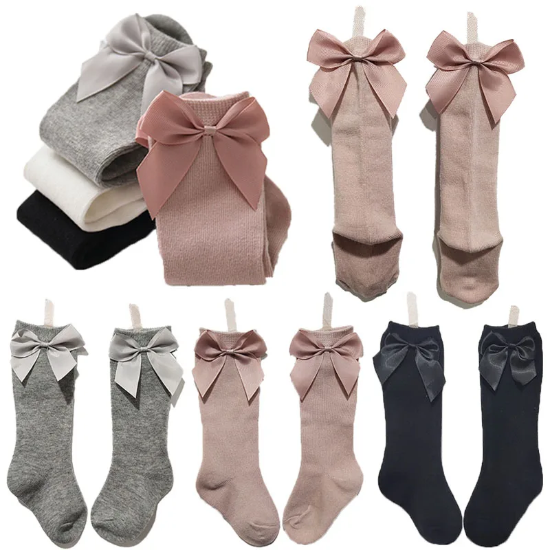 New Autumn Winter Baby Toddlers Socks Knee Soft High Cotton Spanish Style Big Bow Floor