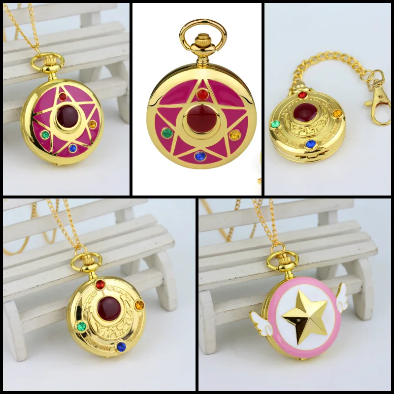 

New Style Cool Pocket Watch Hot Sales Warrior Pretty Girl Wing Pocket Watch Angel Wing Cardcaptor Sakura Pocket Watch