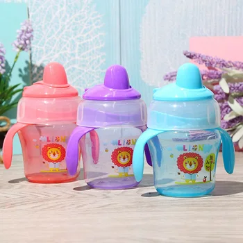 

120ML Baby Bottle Kids Cup Silicone Children Training Cups Cute Lion Pattern Baby Drinking Water Handle Feeding Bottles