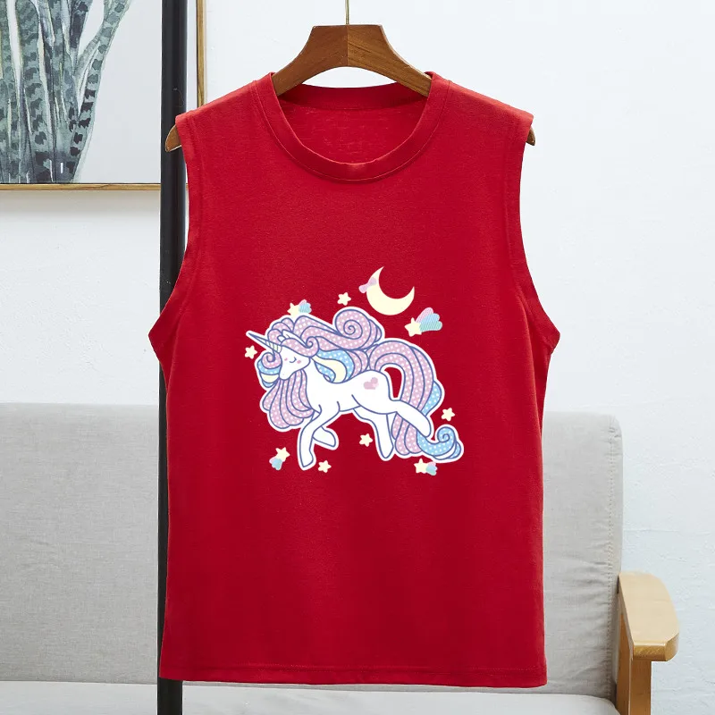 Женские летние топы 2020 топ на бретельках с единорогом для девочек женский