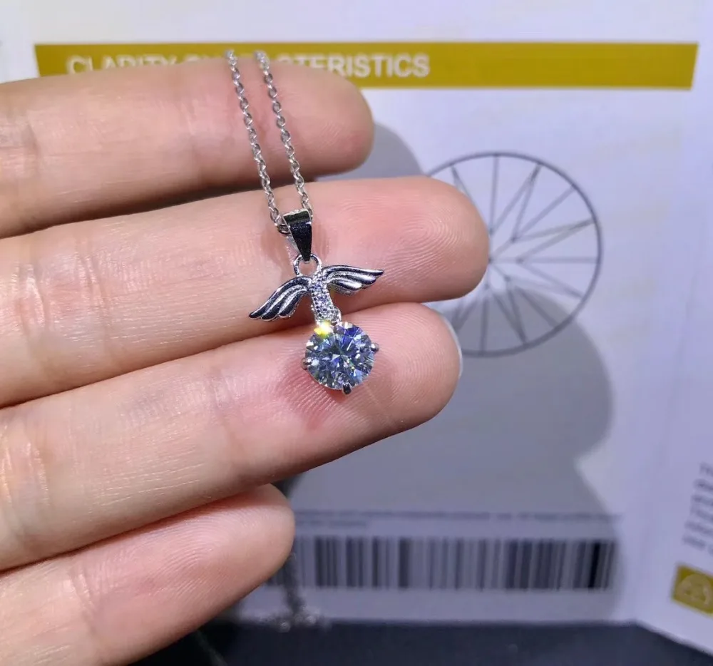 MeiBaPJ 1 карат D Dolor Moissanite драгоценный камень модное простое ожерелье с подвеской для женщин Настоящее серебро 925-й пробы хорошие Свадебные украшения