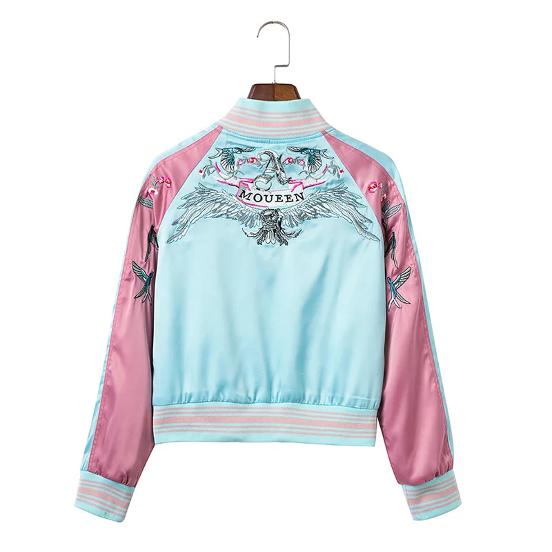 

Nlw2019 Spring Clothing New Style WOMEN'S Dress-Style Mixed Colors Embroidered Baseball Uniform Cropped Jacket AliExpress Hot Se