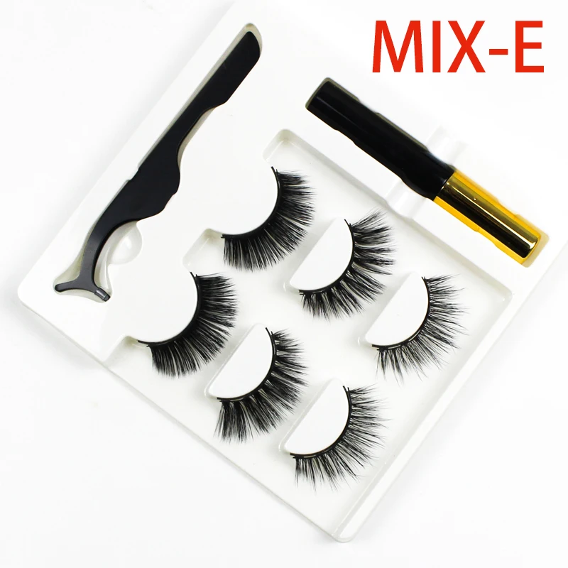 

3 Pairs Magnetic Eyelashs set Magnet Liquid Eyeliner& Magnetic Lashes & Tweezer Set Water proof Long Lasting Eyelash Extension