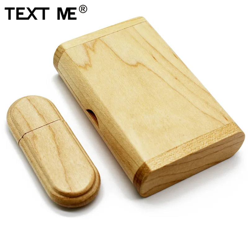 TEXT ME Maple wood usb+ коробка печать логотипа usb флеш-накопитель 4 ГБ 8 ГБ 16 ГБ 32 ГБ usb2.0 флешка, подарок 64 Гб usb2.0