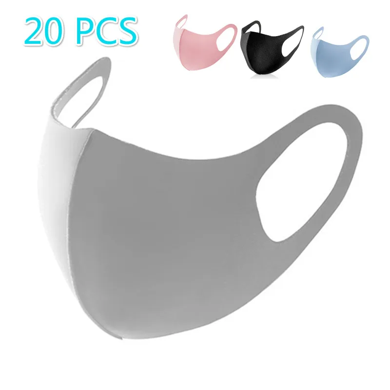 

20Pcs Face Mask Mouth Cover Washable Reusable Anti Fog mask Dust Soft Mask Breathable Unisex Anti Pollution mascherina lavabile