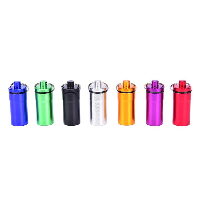 Mini Waterproof Aluminum Alloy Pill Box Case Bottle Cache Drug Holder Container Keychain Medicine Box Health Care 3 Styles