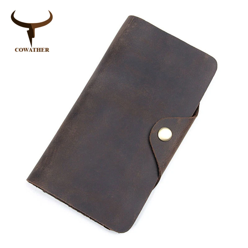 

COWATHER vintage men wallet long style cow genuine leather female purse fashion design cowhide hot sale wallets free shipping