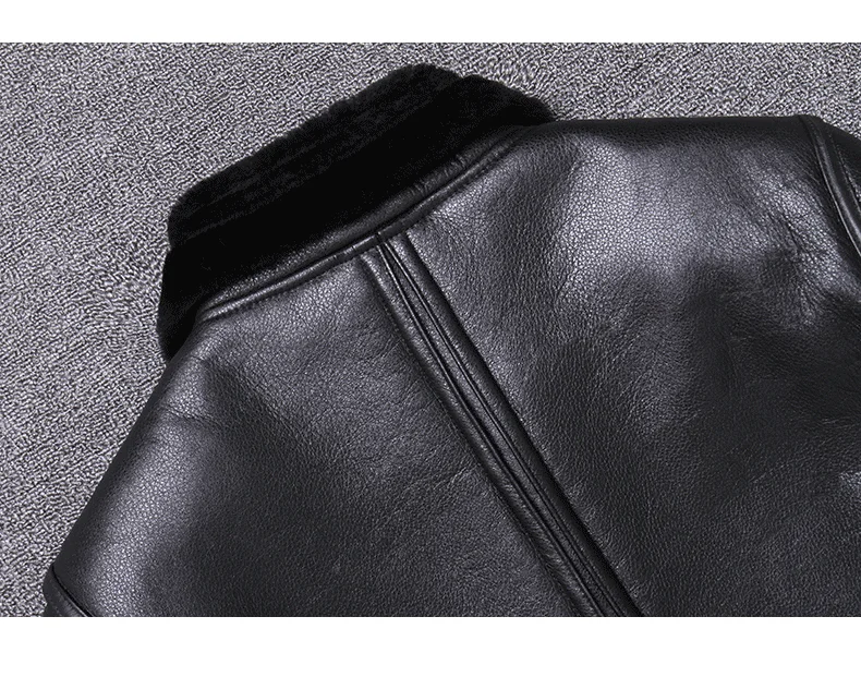 AYUNSUE мужская куртка из натуральной кожи зимнее пальто Мужская овчина мотоциклетная летная куртка шерстяная подкладка овчина пальто U-M803