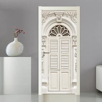 

PVC Self-Adhesive Waterproof Door Sticker 3D Stereo White Door Frame Living Room Bedroom European Style Luxury Home Decor Murals
