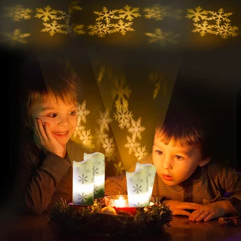

QIFU Snowflake Christmas Window Projection Lamp Candle Christmas Ornaments Christmas decorations for home 2020 New Year Gifts