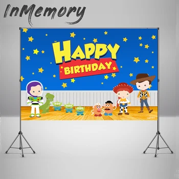 

Blue Sky Gold Star Backdrop Cartoon Kids Birthday Party Decorations baby shower Toy Story Photo Booth Background Dessert Table