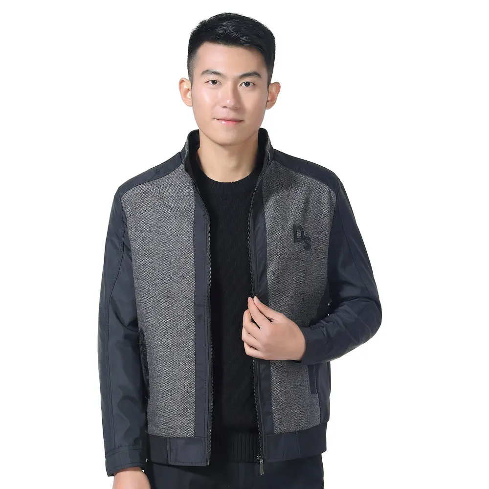 

2019 Spring Autumn Men Casual Daily Coats Light Grey Khaki Stand Collar Zipper Front Bomber Jackets Male Leisure Outerwear Men
