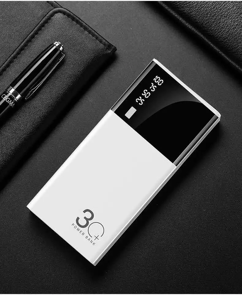 Тройной USB lcd mi rror 30000 мАч Внешний аккумулятор внешний аккумулятор банк питания зарядное устройство для мобильного телефона для Xiaomi mi iphone X