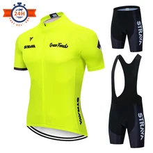STRAVA-Conjunto de ropa deportiva de ciclismo para hombre, camiseta de manga corta transpirable, pantalones cortos con almohadilla de Gel 19D, para verano, novedad de 2021