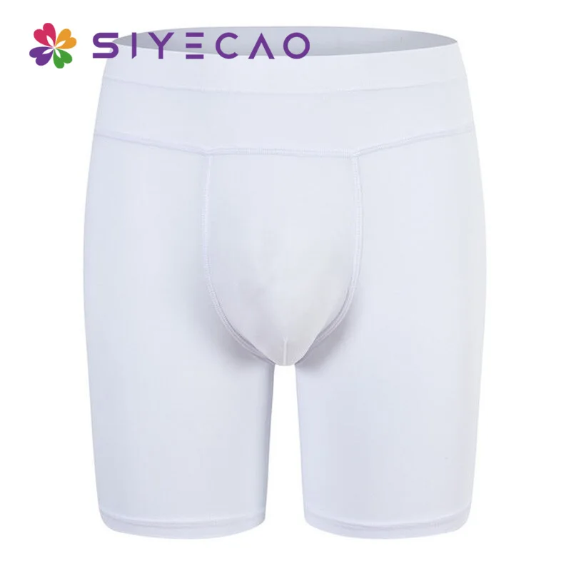 Men Underwear Ice Silk Men Boxers Half-length Solid U Convex Pouch Boxer Shorts Mens Long Panties Underpants Cueca Trunks