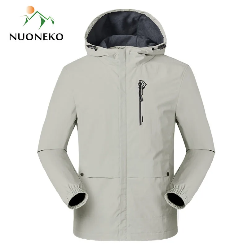 NUONEKO Outdoor Softshell Hiking Jackets Male Spring Autumn Trekking Camping Hydrophobic Clothing Sports Waterproof Coats JN01