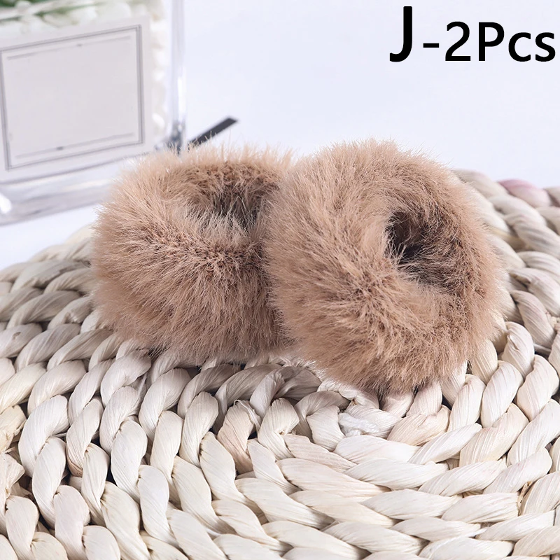 Fashion Girls Elastic Faux Rabbit Fur Scrunchie Hair Rope Mink Fur Ponytail Holder Elastic Plush Hair Ring Hair Accessories head scarf bandana