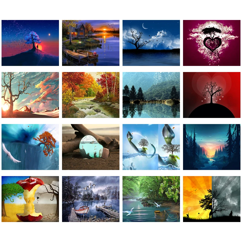 

Nature Landscape Diamond Painting Cross Stitch Handmade Wall Art 5D Diy Embroidery Square Round Diamond Living Room Home Decor