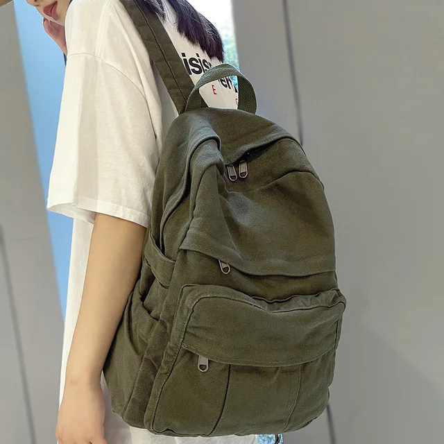 Girl Fabric School Bag New Fashion College Student Vintage Women Backpack Canvas Female Laptop Bag Travel Kawaii Ladies Backpack 1