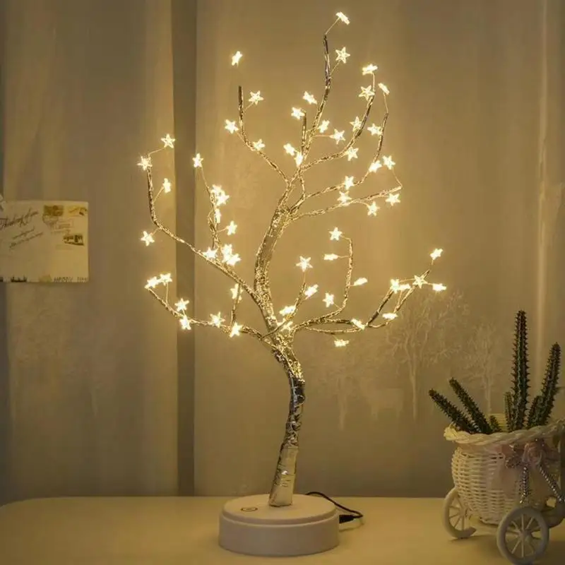 

60LED USB Tree Star Lights Copper Wire Table Lamps Home Xmas Holiday Christmas Decoration For Home
