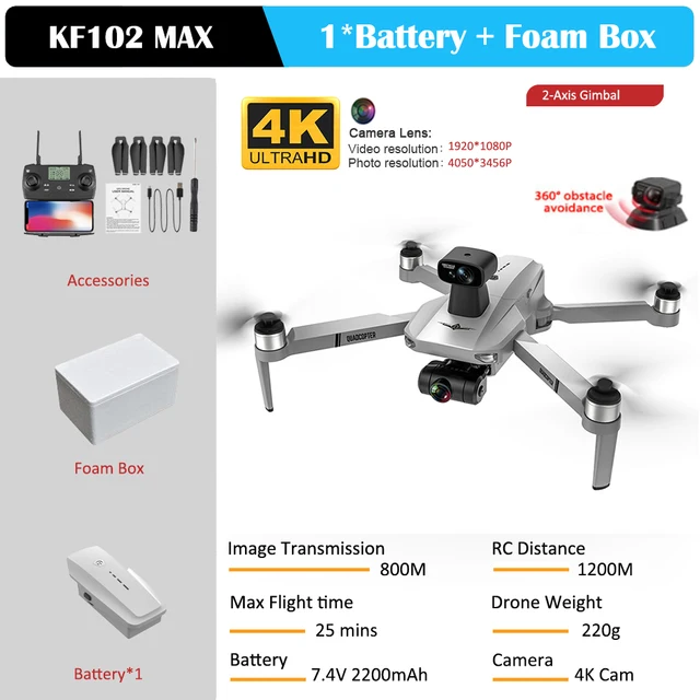 2021 New KF102 Max GPS Drone 4k Profesional FPV HD Camera Drones 2-Axis Gimbal Brushless Motor RC Quadcopter VS SG906 Max Pro2