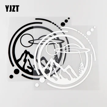 

YJZT 15.8X16CM Flying Saucer Personality Car Stickers Ufo Funny Vinyl Decals Black / Silver 10A-0057