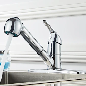 

new and high quality all Copper Kitchen Pull Chromeplate Faucet Easy to install and dismantle as its simple and exquisite design