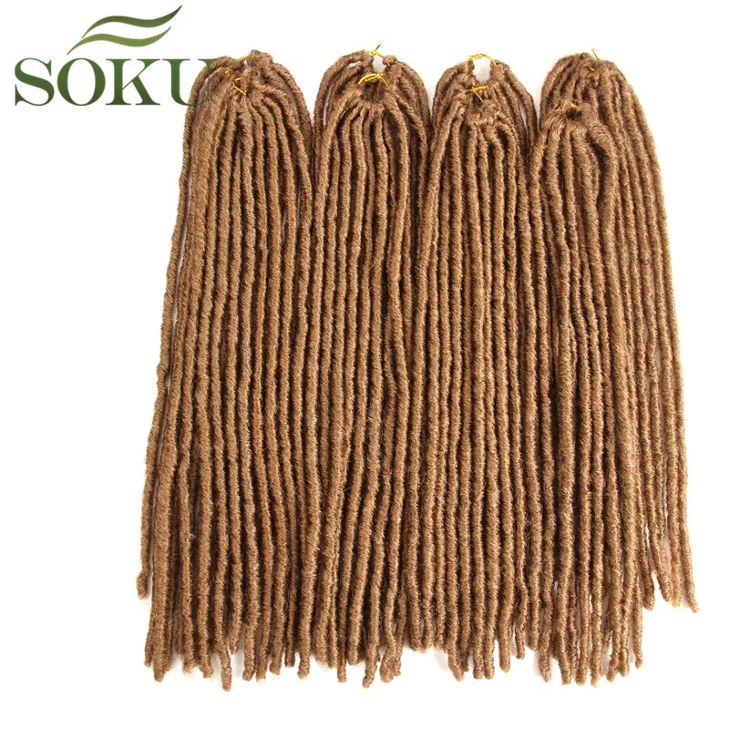 SOKU 18-26 дюймов низкотемпературное Волокно синтетический искусственный Locs плетение накладные волосы Омбре цвет мягкие прямые дреды плетение
