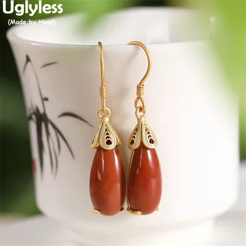

Uglyless Like an Eggplant Natural Agate Earrings for Women Gold Filigreed Gemstone Earrings 925 Silver Brincos Bijoux Gold Jewel