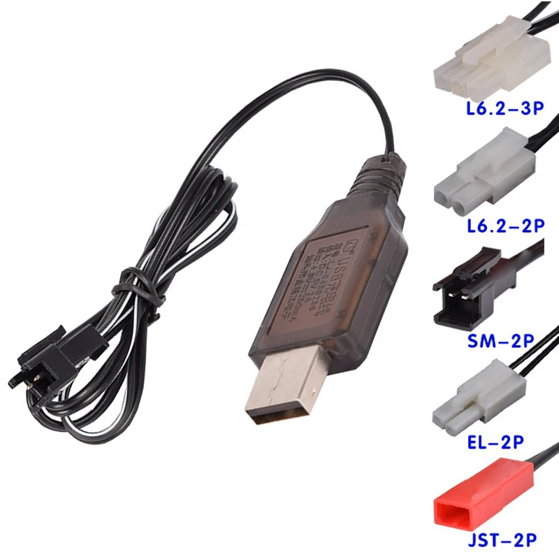 4,8 V 250mA USB зарядное устройство EL-2P/JST-2P/L6.2-2P/3,5 мм/SM-2P Разъем для RC игрушки автомобили лодки запчасти 4,8 в Ni-Cd Ni-MH батареи