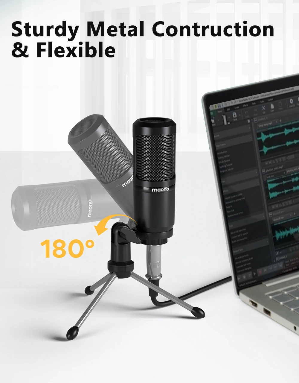 cardoid mic com tripé para tiktok podcast