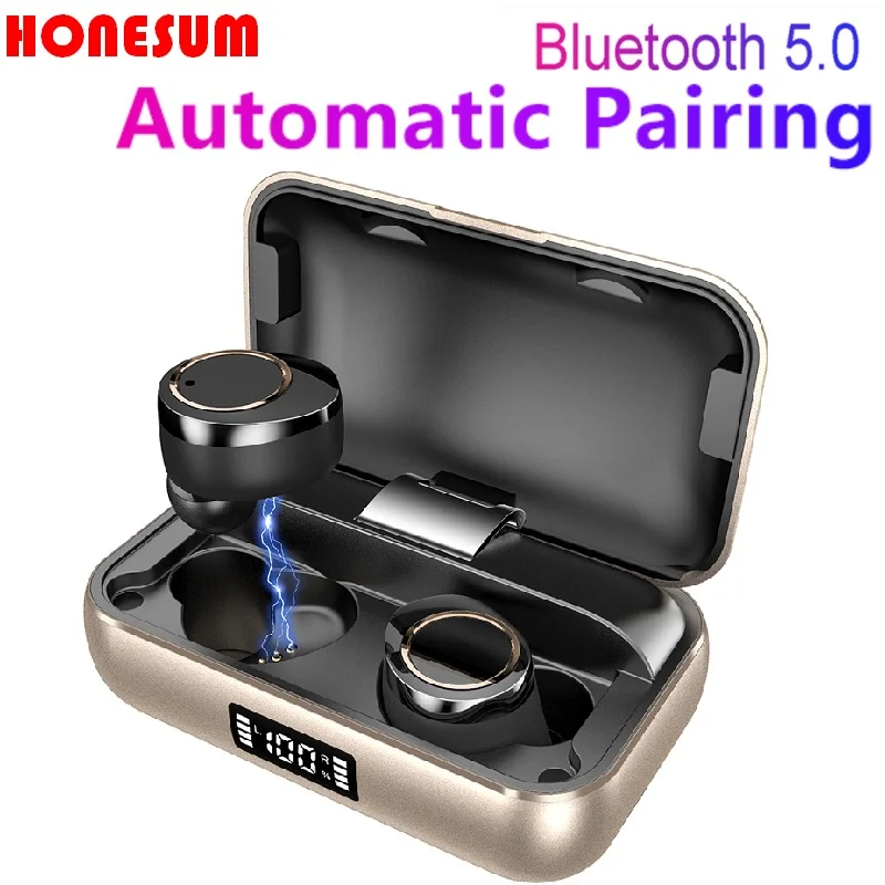 

honesum X13 Wireless Earbuds IPX7 Bluetooth 5.0 Earphone HiFi Stereo Noise Cancelling Touch Headphones 3500mA LED Display