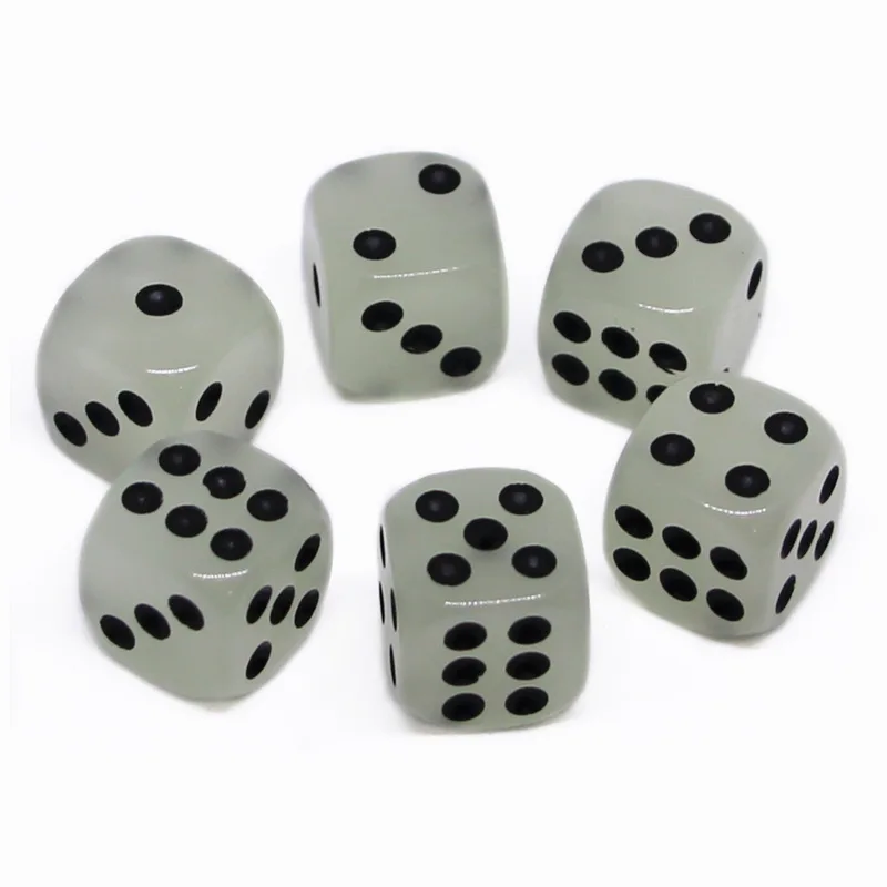 6pcs 6 шт./лот 6 сторонний 14 мм фосфосфоресцирующие игральные кости-кубики ночной Светильник светящийся Забавный ночной бар KTV развлекательные игровые кубики - Цвет: 6pcs