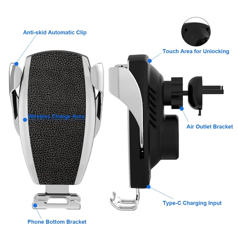 15W Qi Wireless Car Charger Phone Holder Auto Clamping Air Vent Stand For Samsung S9 S10 iPhone X XS XR For Xiaomi 9 Huawei P30