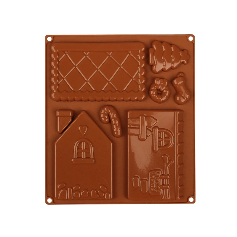 

Christmas House Shape Baking Tools Cake Decorating Tools Christmas Day Gingerbread House DIY Chocolate Mold Food-grade Silicone