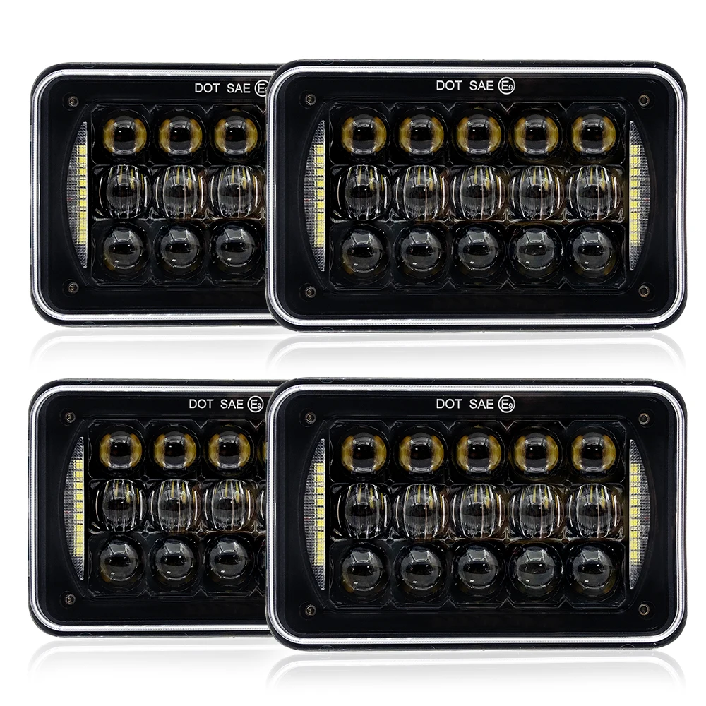 

4pcs 4x6 LED Headlight Rectangular Replacement for H4651 H4652 H4656 H4666 H6545 Peterbilt Kenworth Ford Buick Volkswagen