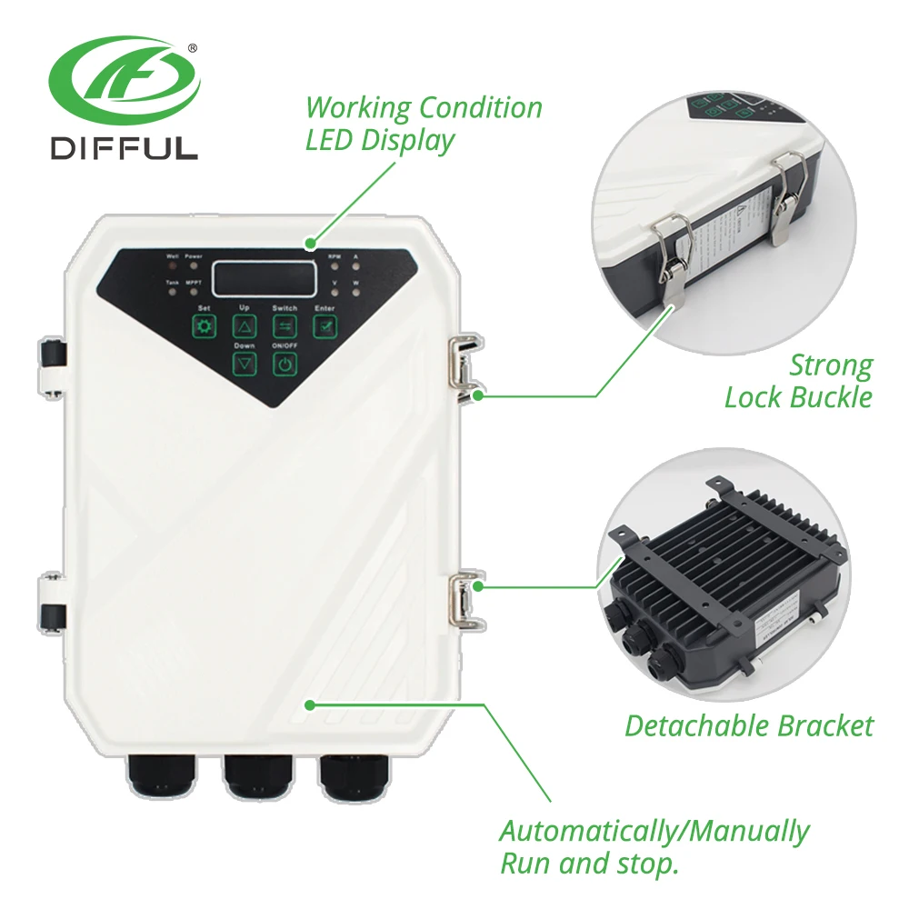 Солнечная поверхность QB насос DC Off Gird 24V 210W 25m 2000 L/H MPPT контроллер DQB2.0 25 24/210|Насосы| |