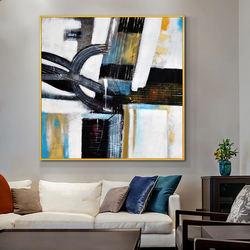 

Abstract Geometric 100% Hand Painted Oil Painting On Canvas Modern Wall Art Paintings Minimalist Poster Art For Home Decor