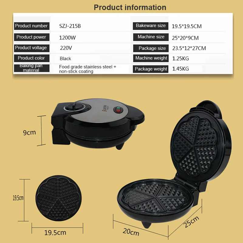 Kbxstart торт-мейкер электрическая вафельница из нержавеющей стали для завтрака Бытовая детская кексы оладьи инструменты для приготовления пищи 220V