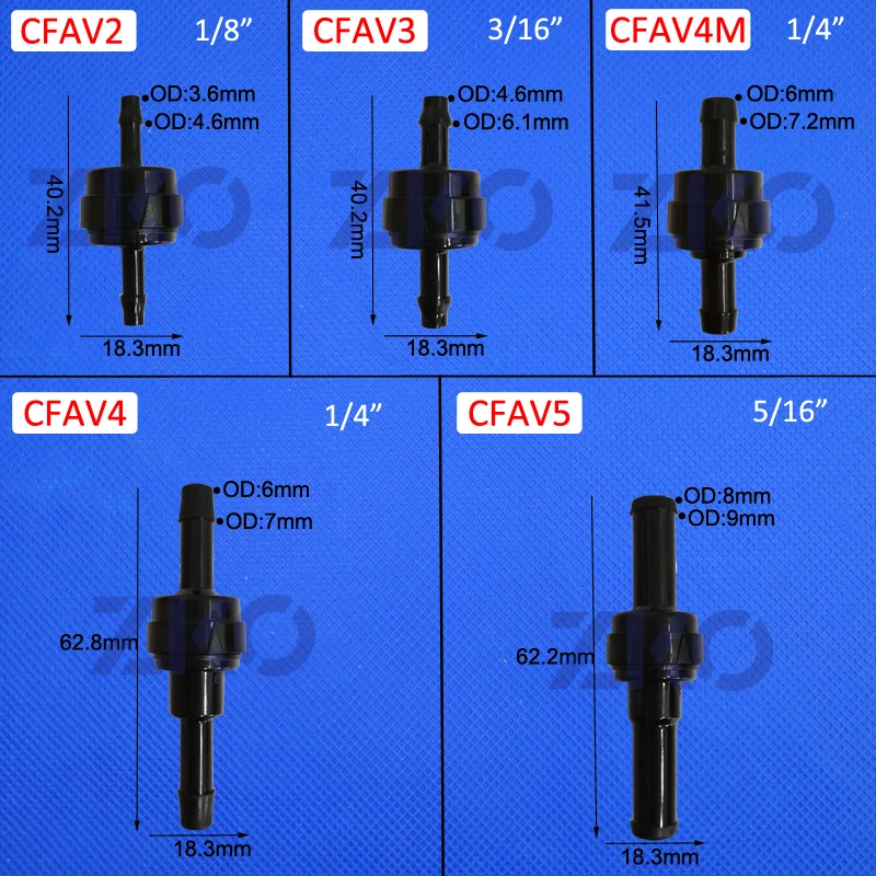 Рисунок 2 - Односторонние клапаны 5/6/7/9 мм