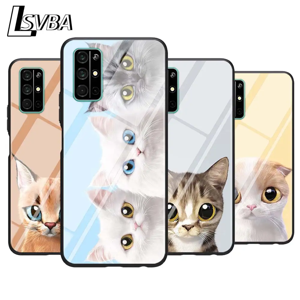 

For Huawei Honor 9A 9C 9S 9X Lite Phone Case Lovely Cat for Honor 30 Pro Plus 20S 8A 8C 8S 87 7C 7S Silicone Cover