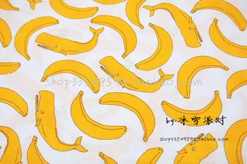 

Funny Cartoon Bananas and Whale 100% Cotton Fabric For Sewing Quilting Patchwork Doll Kids Bedding Patchwork Tissue 105*100cm