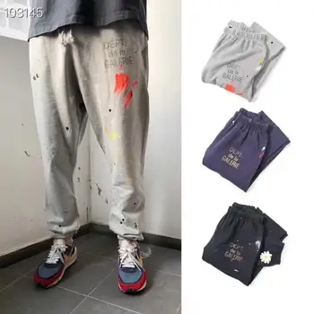 

Gallery Dept pants Manual Splash Vintage Drawstring Gallery Dept Joggers Sweatpants Butterfly Embroidery Gallery Dept Trousers