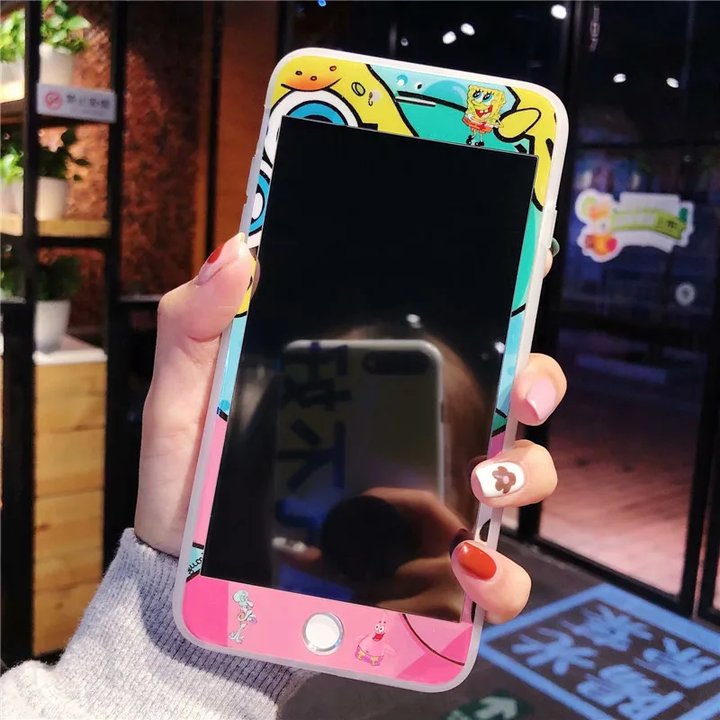 360 градусов полный корпус защитный чехол для телефона iPhone XR XS MAX X 7 8 6 6s Plus Губка Боб кальмарные щупальца мягкая задняя крышка